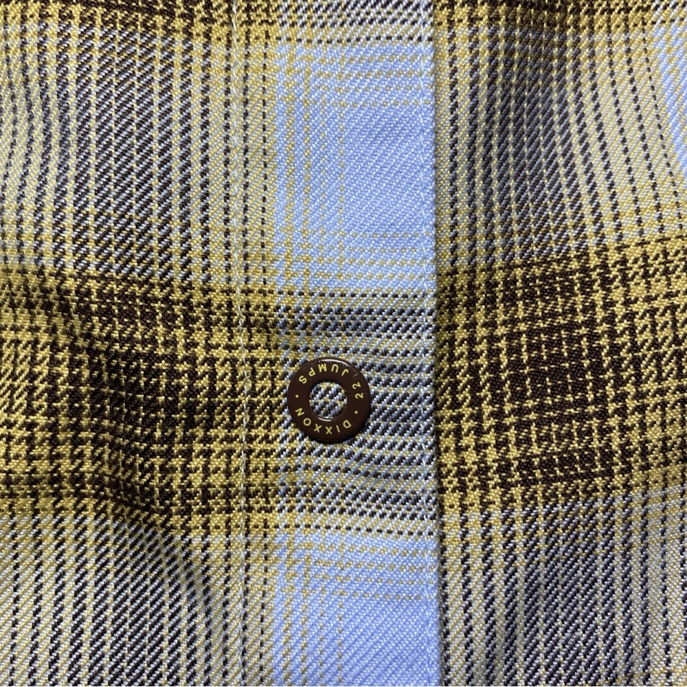Women's DIXXON yellow and light blue plaid snap-front button-down shirt - Picture 4 of 7